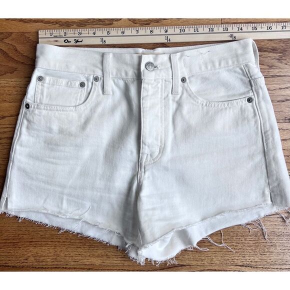 Madewell Relaxed Denim Shorts White Button Fly Jean Shorts Style# MC904 Sz 23 - Picture 11 of 16